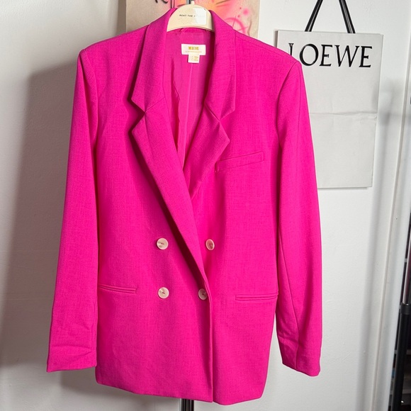 Maeve Anthropologie Double Breasted Boxy Blazer Pink - Picture 2 of 7